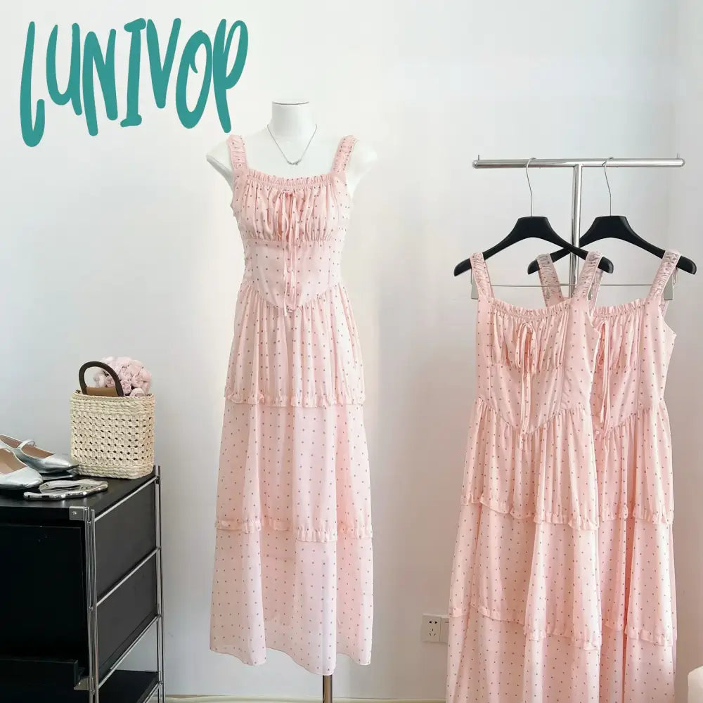 Lunivop Casual Elegant Floral Dress Women Korean Fashion Clothing Outwear Beach Style Strap Even