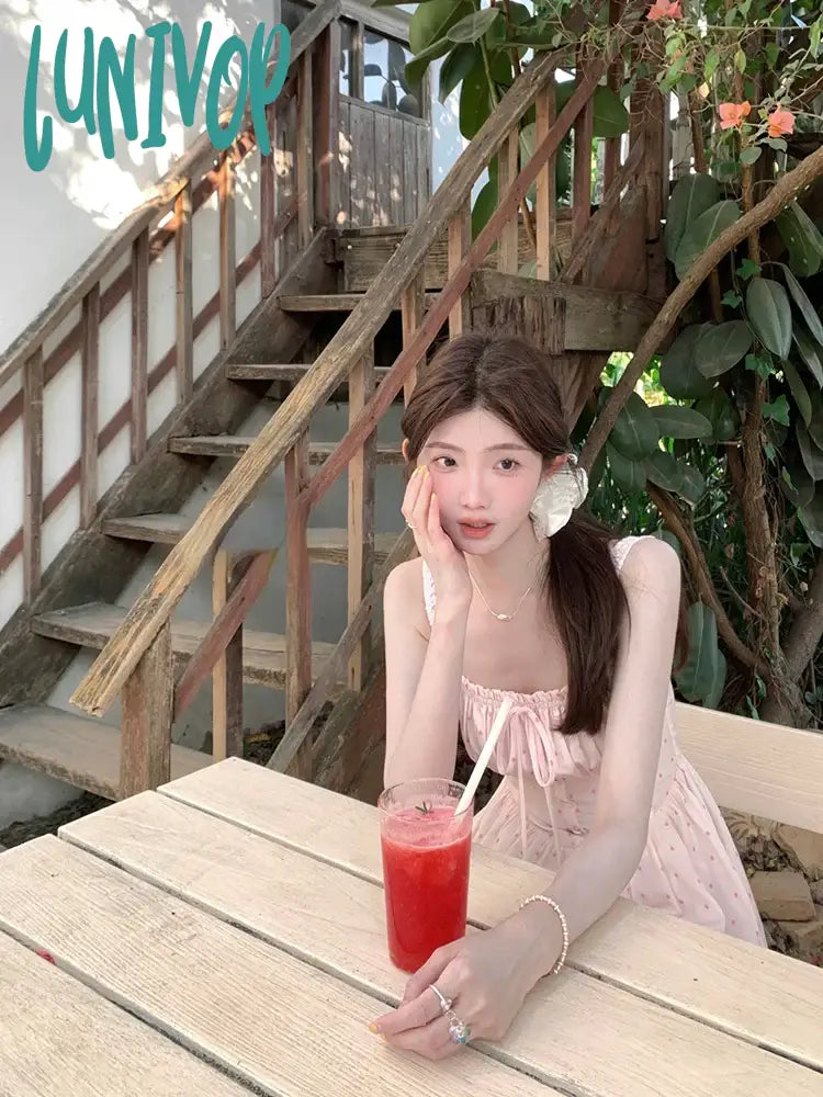 Lunivop Casual Elegant Floral Dress Women Korean Fashion Clothing Outwear Beach Style Strap Even