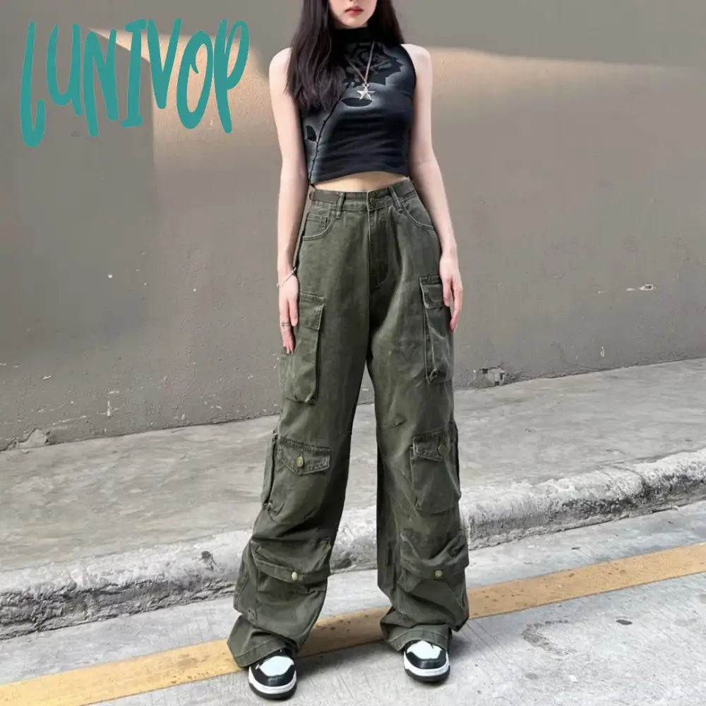concert outfit American Retro Functional Overalls Women's Ins High Street Fried Street Ruan Handsome Women's Ruan Handsome Pants Fashion