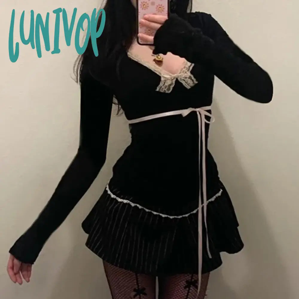 Lunivop Cottage Retro Y2K Milkmaid Tees Fairy Coquette Lace Trim Crop Tops Aesthetic Kawaii T-Shirt