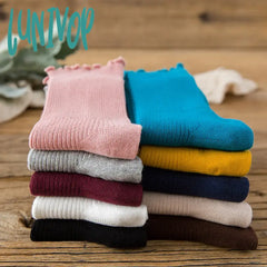 Lunivop Cotton Breathable Women Socks Harajuku Retro Streetwear Solid Black White Japanese Kawaii