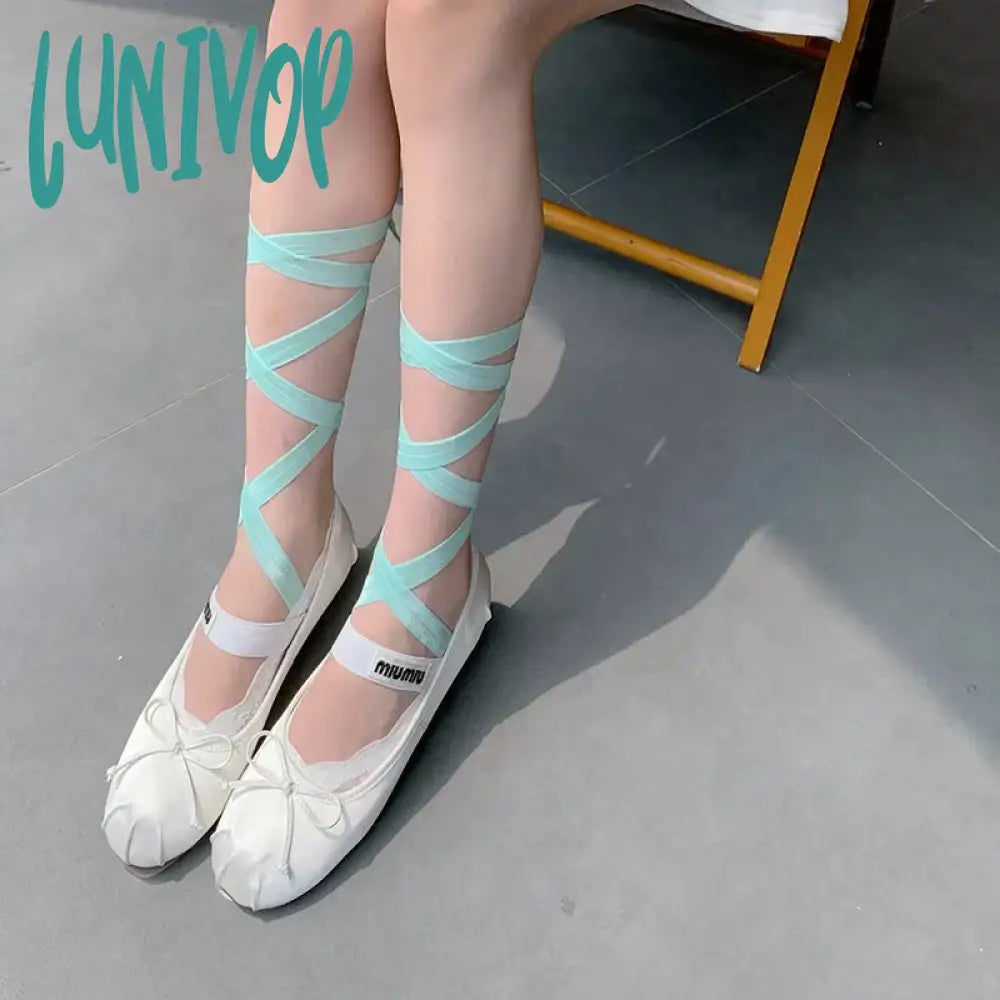 Lunivop Cross Tie Invisible Socks Ballet Lace Boat Sock Jk Strappy Lolita Diy Ripped Straps Cotton