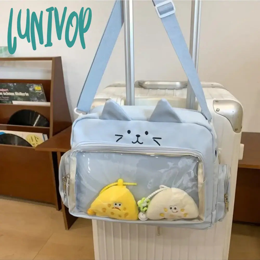 Lunivop Cute Cat Shoulder Bag For Women Nylon Lolita Jk Casual Kawaii Japanese Style Ita Y2K