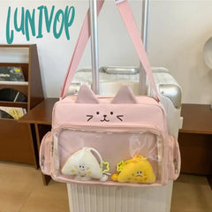 Lunivop Cute Cat Shoulder Bag For Women Nylon Lolita Jk Casual Kawaii Japanese Style Ita Y2K