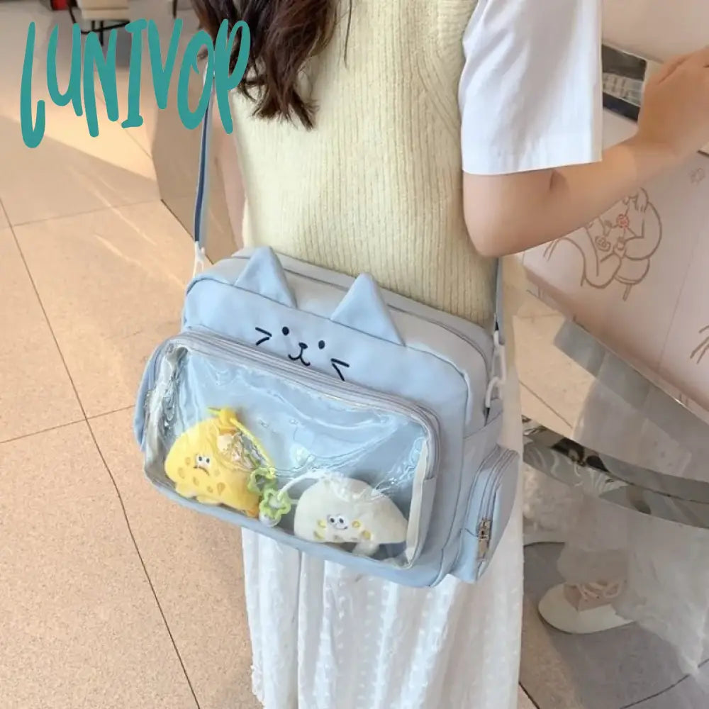 Lunivop Cute Cat Shoulder Bag For Women Nylon Lolita Jk Casual Kawaii Japanese Style Ita Y2K