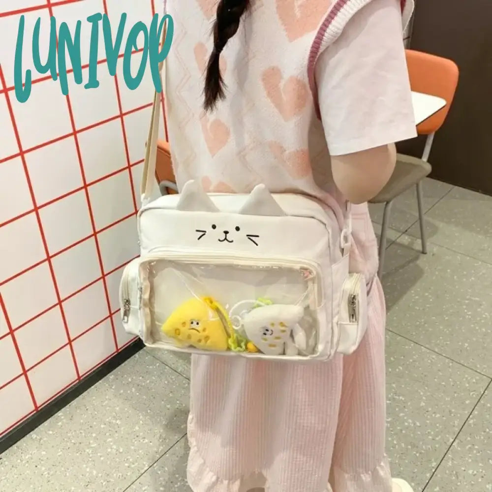 Lunivop Cute Cat Shoulder Bag For Women Nylon Lolita Jk Casual Kawaii Japanese Style Ita Y2K