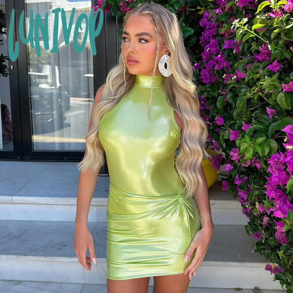 dress to impress codes 2024 Autumn New Fashion Personalized Solid Color Glossy Glossy Lace-up Tight Waist Hip Pleated Short Dress