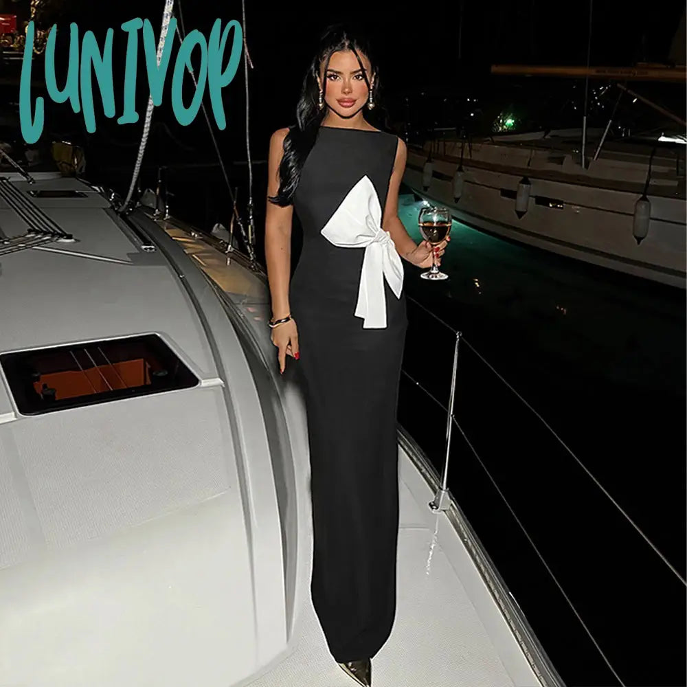 dress to impress divine being 2024 Summer New Personalized Temperament Sleeveless Large Backless Design Hollow Contrast Color Strap High Slit Dress