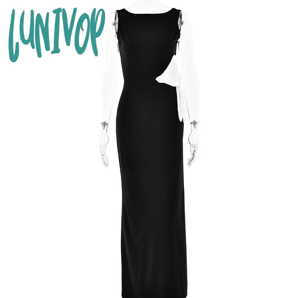 dress to impress divine being 2024 Summer New Personalized Temperament Sleeveless Large Backless Design Hollow Contrast Color Strap High Slit Dress