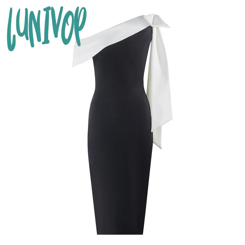 dress to impress divine being Women's High-End One-Strap Slim-Fit Bandage Dress Dress Banquet Evening Dress French Niche Dress
