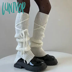 Lunivop E-Girl Gothic Emo Leg Warmers Japanese Style Cyber Grunge Autumn Spring Y2K Knitted Tie Up