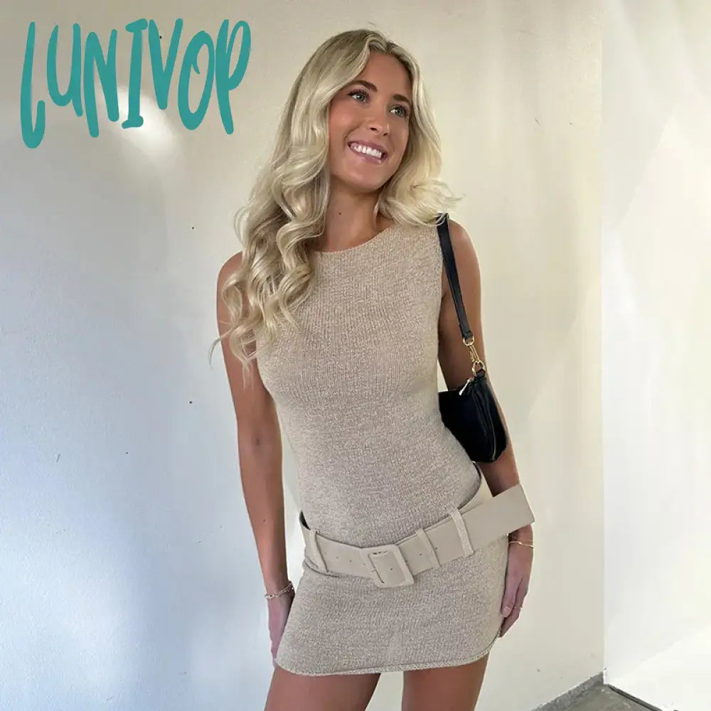 Lunivop Elegant Fashion Knit Summer Dresses For Women 2024 Basics Sleeveless Bodycon Mini Dress