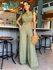 Lunivop Elegant One Piece Jumpsuit Women Fashion Casual Wide Leg Jumpsuits Hollow Out Female