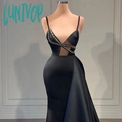 Lunivop Elegant Spaghetti Straps Evening Dresses Floor-Length Sexy Mermaid Beading Gown Custom Prom