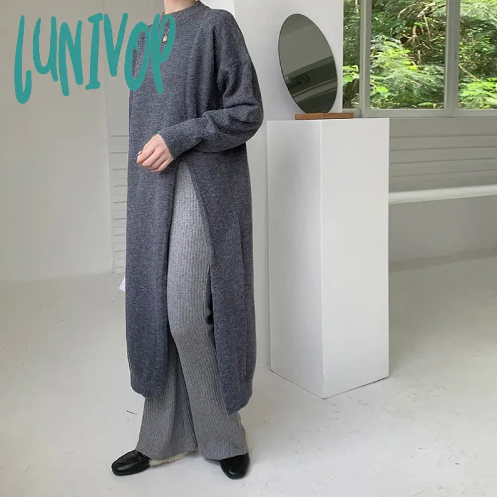 Lunivop European High-Waisted Split New Chic And Unique Beautiful Knitted Sweater Dress Women’s