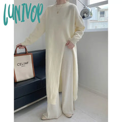 Lunivop European High-Waisted Split New Chic And Unique Beautiful Knitted Sweater Dress Women’s