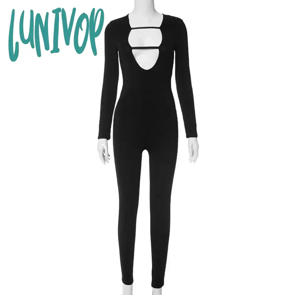 Lunivop Fashion Long Sleeve Bandage Bodycon Jumpsuits Outfits For Women Fall Club Party Hot Sexy