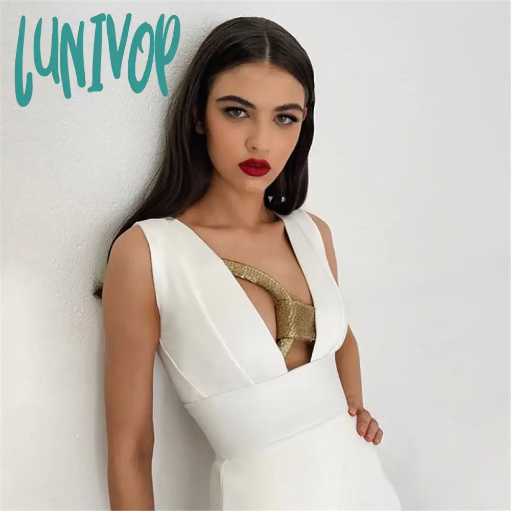 Lunivop Fashion Sexy Bodycon Midi Bandage Dress Vestidos Para Mujer Femininos Elegante Birthday