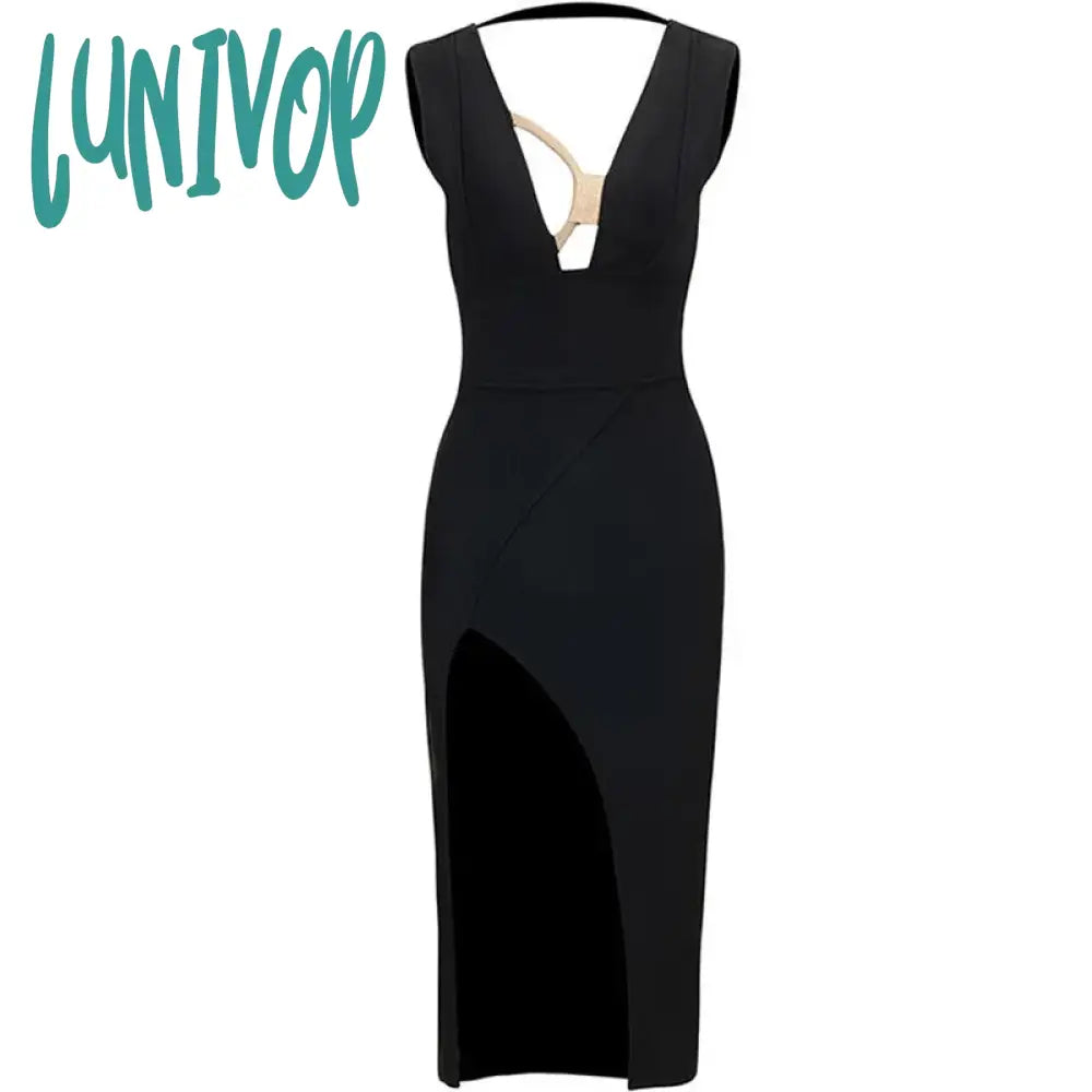 Lunivop Fashion Sexy Bodycon Midi Bandage Dress Vestidos Para Mujer Femininos Elegante Birthday