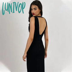 Lunivop Fashion Sexy Bodycon Midi Bandage Dress Vestidos Para Mujer Femininos Elegante Birthday