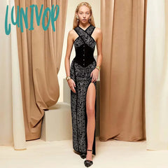 Lunivop Fashion Sexy Elegant Print Leopard Long Bandage Dress Vestidos De Fiesta Birthday Evening