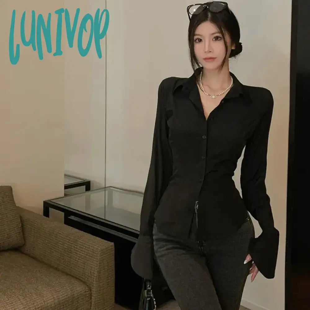 Lunivop Fashion Women Bandage Shirts Korean All Match Streetwear Female Slim Blouse Spring Casual