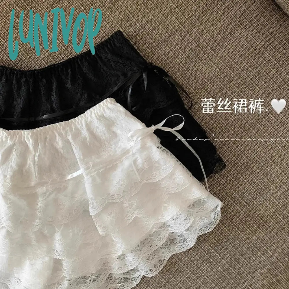 Lunivop Floral Lace Lolita Safety Pants Women Summer Shorts Petticoat Underpants Girls Fashion