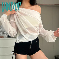 Lunivop Folds Flower Cover Ups For Women Mesh Sheer Long Sleeve Oversized Shirts Ladies Beach Sexy