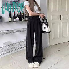 frat boy outfits Lapel Suit Pants for Women 2024 Summer New Draping High Waist Slimming Casual Pants Wide Leg Straight Trousers