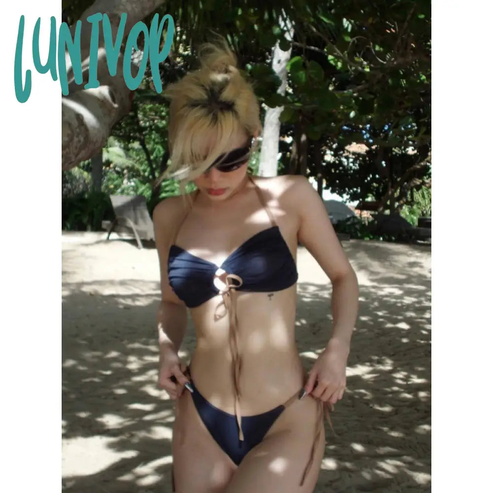 frat outfits Swimsuit Women's Split Sexy Bikini Hot Spring Ins Style Small Chest Push up Swimsuit Women's Swimsuit