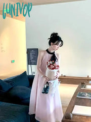 Lunivop French Pink Sleeveless Bow Neck Strap Dress For Women Even Party Korean Y2K Mini Office
