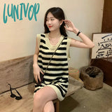 Lunivop French Retro Striped Dress Women’s Summer 2024 New Sleeveless Loose Slim Knitted Short