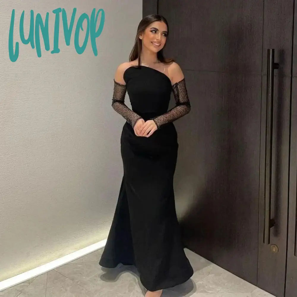 Lunivop فساتين الSimple Starpless Satin Evening Dresses Sexy Mermaid Floor-Length Party