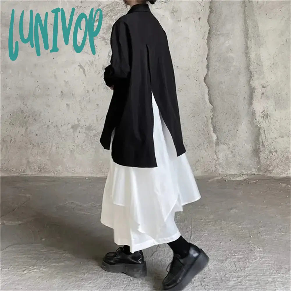 Lunivop Gothic Asymmetrical Cargo Skirts Women Streetwear Punk Irregular High Waist A Line Pleated