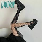 Lunivop Gothic Fishnets Stockings Lolita Mesh Tights For Women Netting Y2K Pantyhose With Pattern