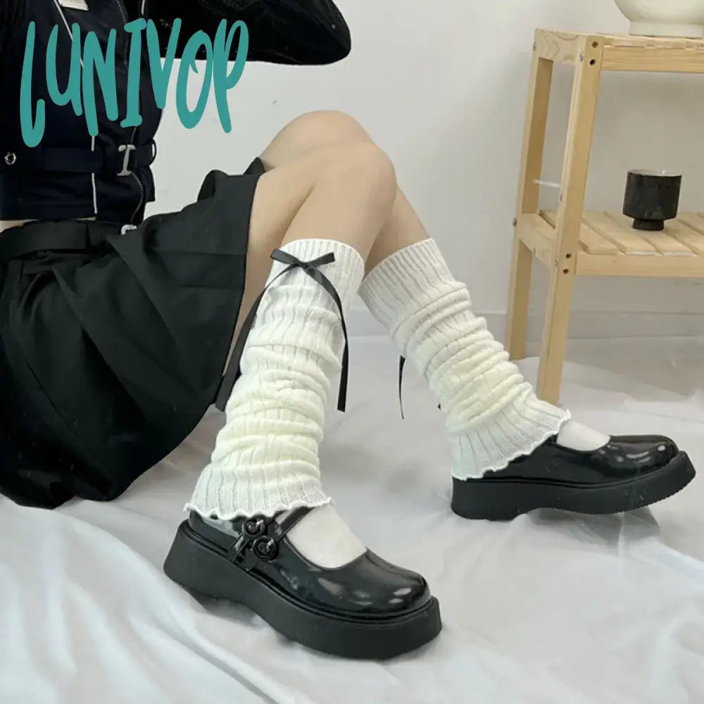 Lunivop Harajuku Japanese Kawaii Boot Socks Womens Lolita Knit Long Leg Warmers Winter Ankle Heap