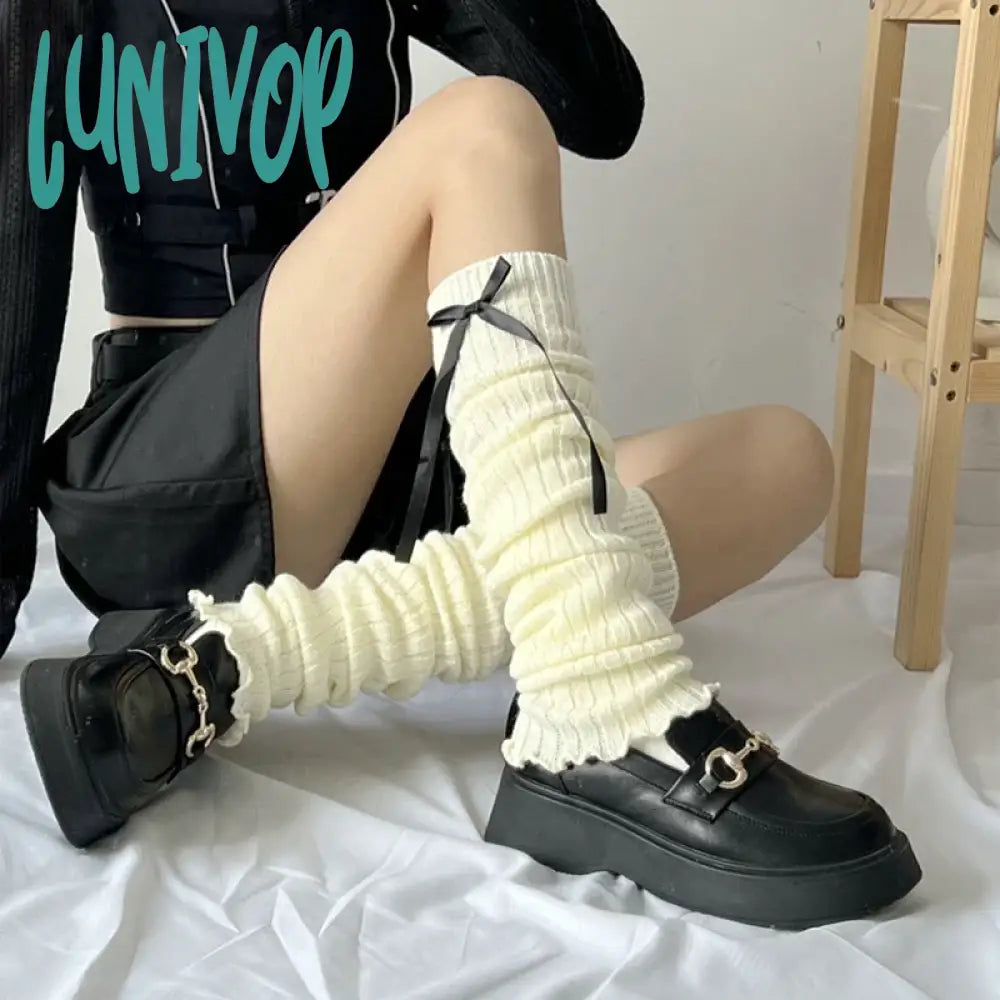 Lunivop Harajuku Japanese Kawaii Boot Socks Womens Lolita Knit Long Leg Warmers Winter Ankle Heap