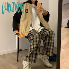 Lunivop Harajuku Plaid Pants For Women Trousers Streetwear Woman Harem Autumn Ladies Causal Plus