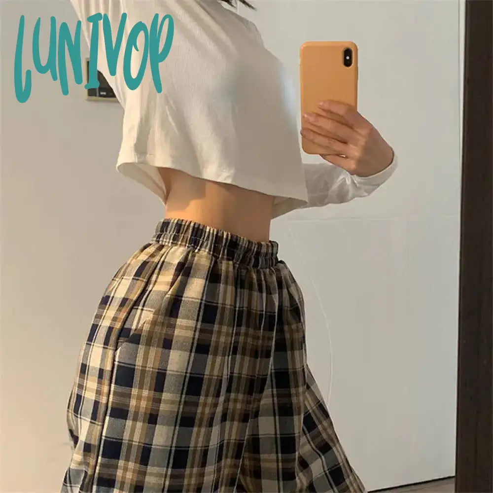 Lunivop Harajuku Plaid Pants For Women Trousers Streetwear Woman Harem Autumn Ladies Causal Plus