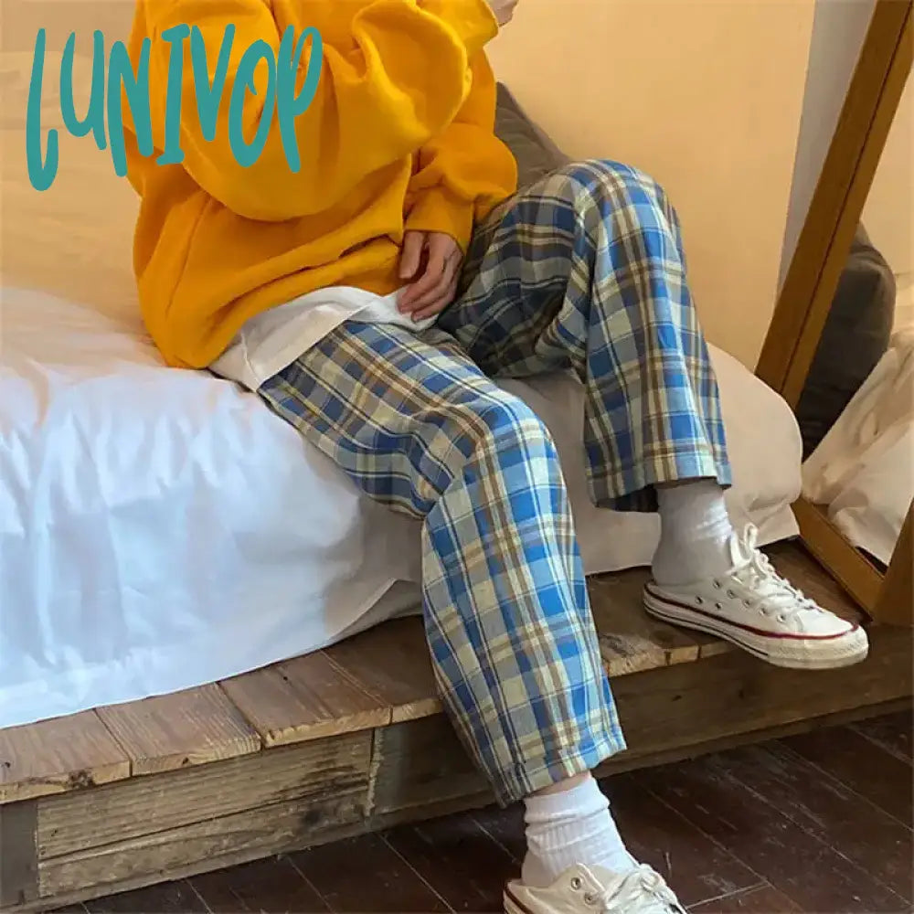 Lunivop Harajuku Plaid Pants For Women Trousers Streetwear Woman Harem Autumn Ladies Causal Plus