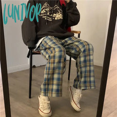 Lunivop Harajuku Plaid Pants For Women Trousers Streetwear Woman Harem Autumn Ladies Causal Plus