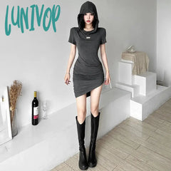 Lunivop Harajuku Thin Cool Personalized Design Summer Dress Women Slimming Bachelor Party Sexy