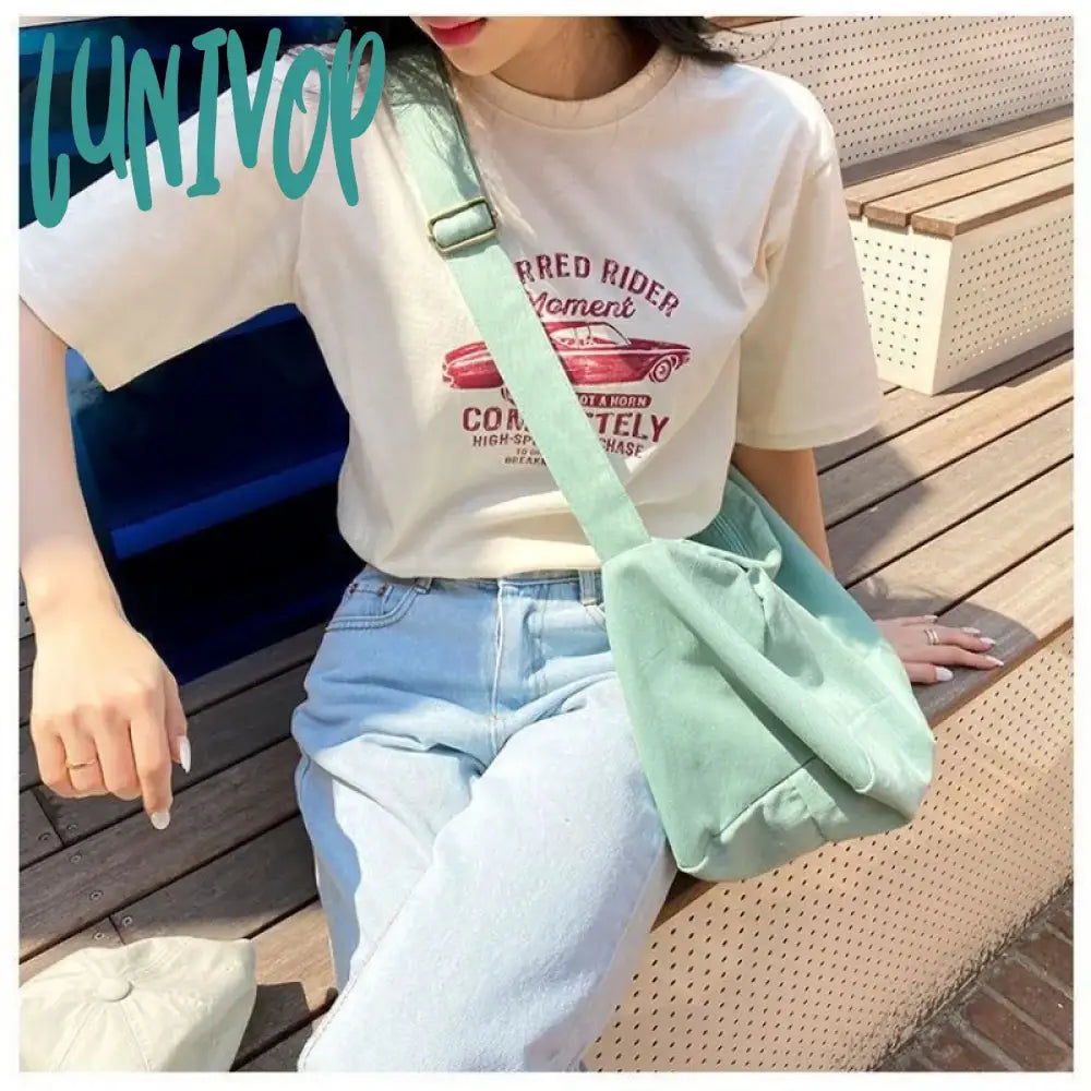 Lunivop High Capacity Shoulder Bag For Women Fashion Solid Coloured Casual Canvas Crossbody Bags