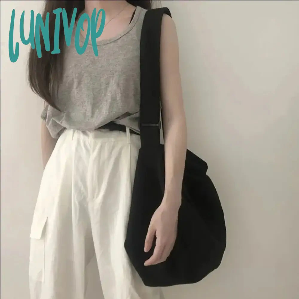 Lunivop High Capacity Shoulder Bag For Women Fashion Solid Coloured Casual Canvas Crossbody Bags