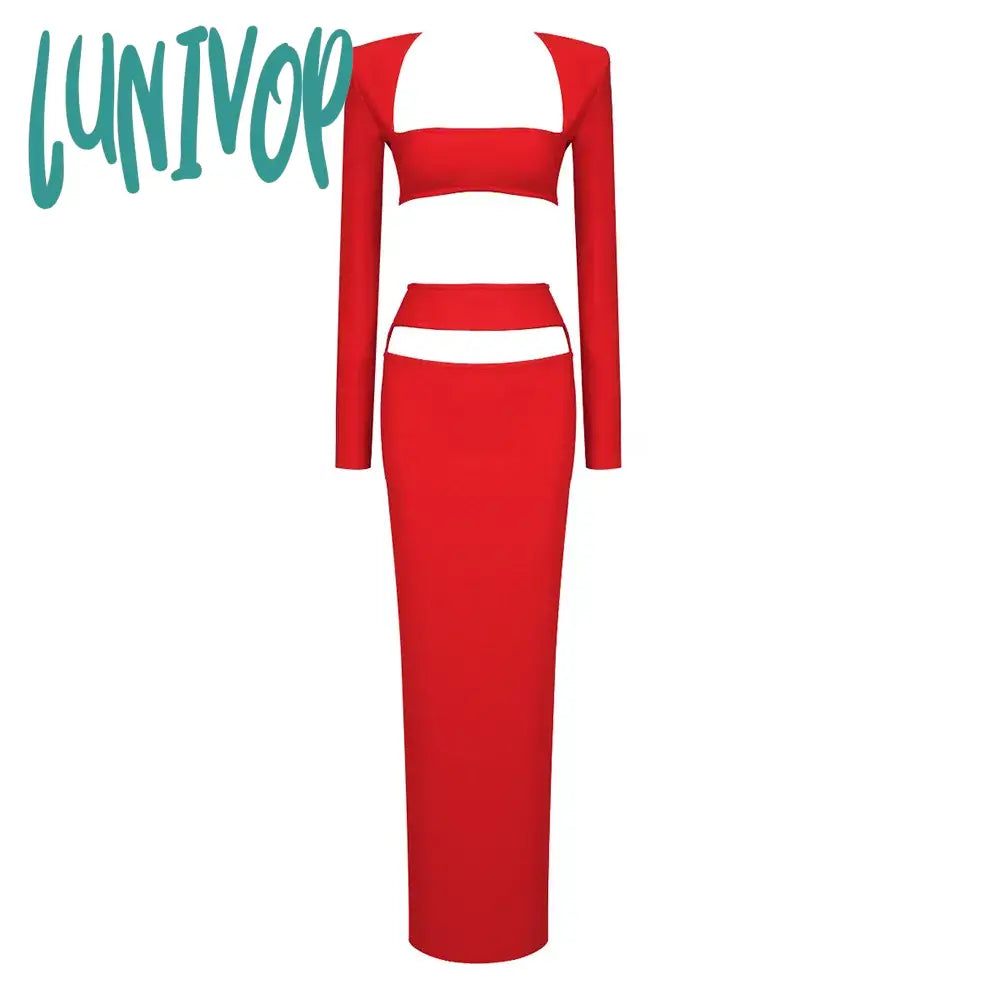 Lunivop High Quality Sexy Bandage 2 Piece Sets Women Outfit Robes D’occasion Formelles Vestidos