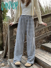 Lunivop High Street Trousers Women All Match Winter Knitted Warm Straight Office Lady Chic Loose
