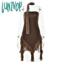 hipster dress to impress INS Fashion Sexy Tube Top Dress Summer New Street Hipster Backless Waist-Tight Skirt for Women