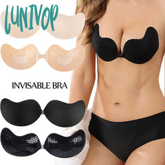 Lunivop Invisible Push Up Bra For Women Backless Strapless Seamless Front Closure Bralette