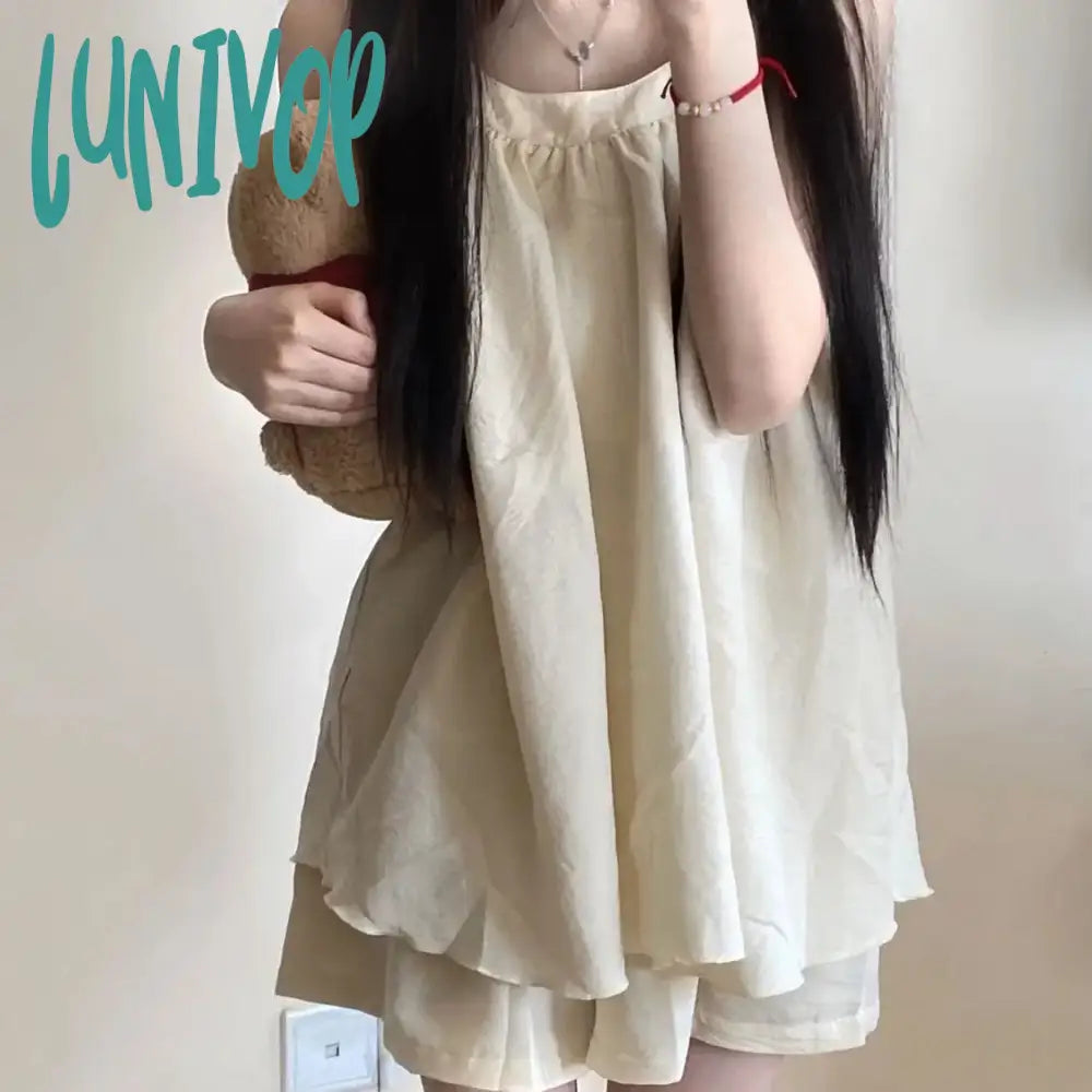 Lunivop Japanese Ins Cool Pajamas Female Summer New Sleeveless Shorts Two-Piece Loose Thin Section