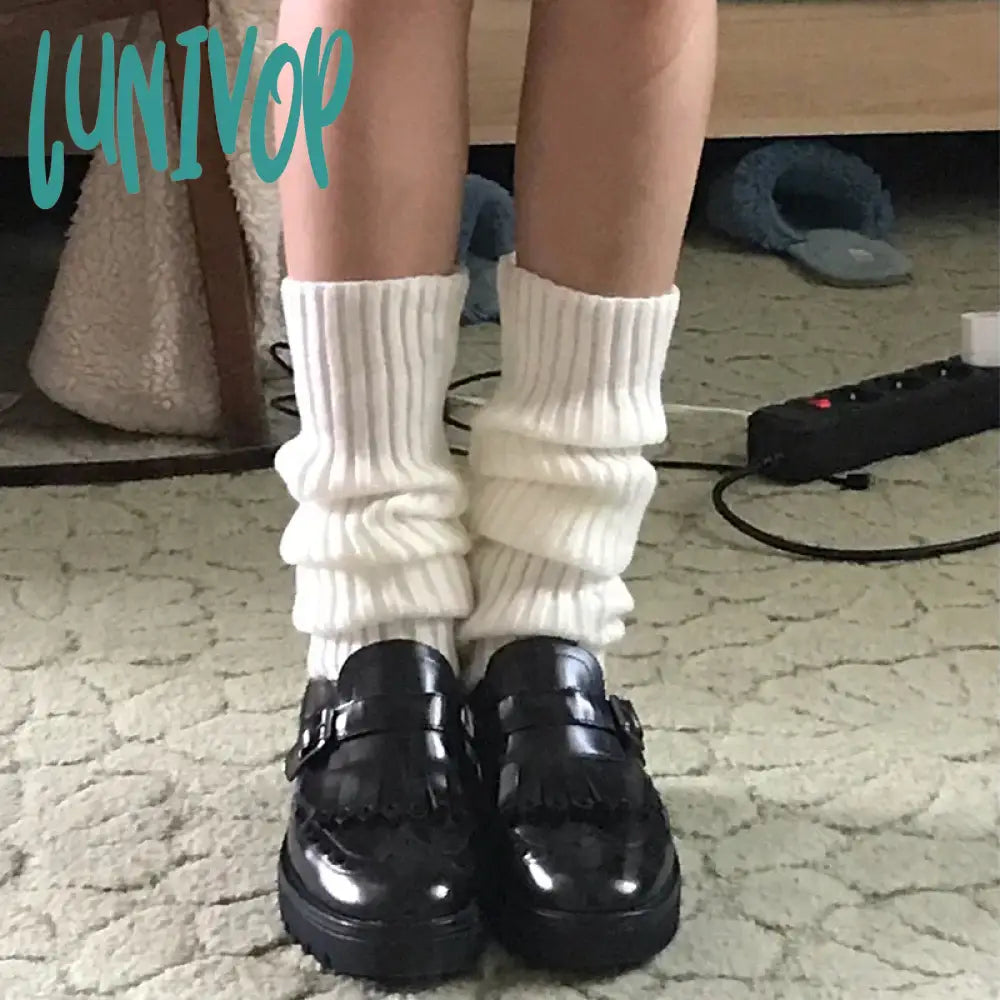 Lunivop Japanese Jk Leg Warmers Boots Socks Zipper Thigh Punk Winter Boot Cuffs Warmer Lolita Knit